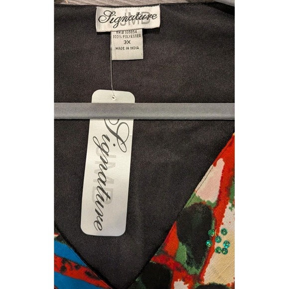 JMB Collection 3X Blouse Tunic Art To Wear Colorful Sheer Slv Flowy Art Teacher - Picture 3 of 6